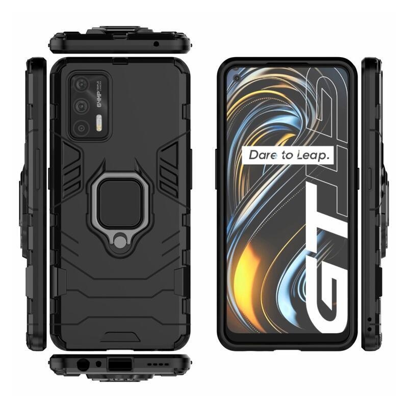 Guardy hibrid tartós borító ujjbeggyel a Realme GT 5G készülékhez - fekete