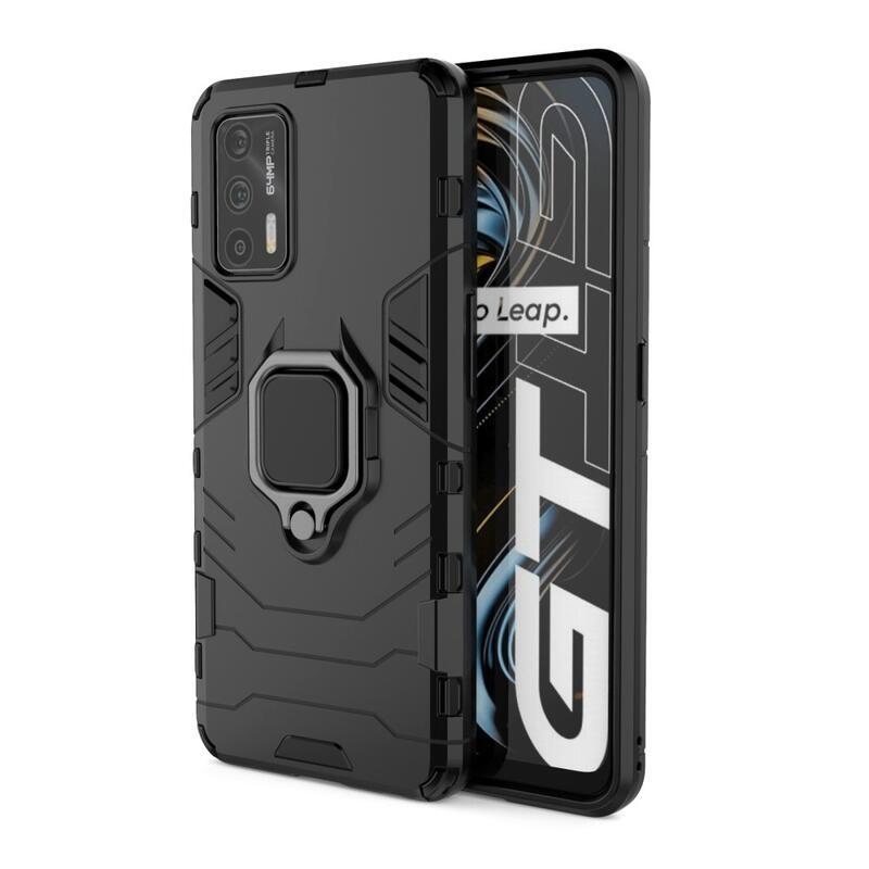 Guardy hibrid tartós borító ujjbeggyel a Realme GT 5G készülékhez - fekete