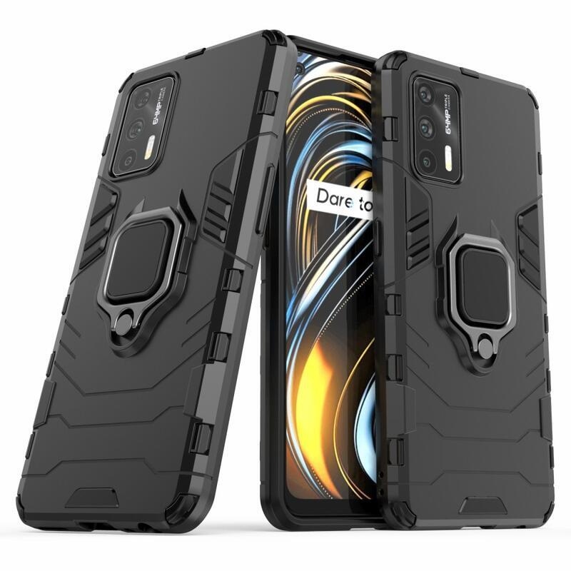 Guardy hibrid tartós borító ujjbeggyel a Realme GT 5G készülékhez - fekete