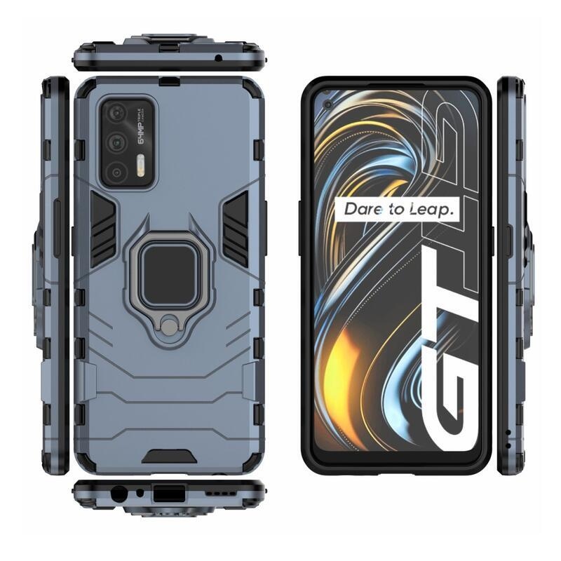 Guardy hibrid tartós borító ujjbeggyel a Realme GT 5G készülékhez - kék