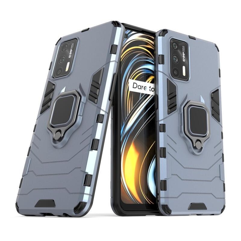 Guardy hibrid tartós borító ujjbeggyel a Realme GT 5G készülékhez - kék
