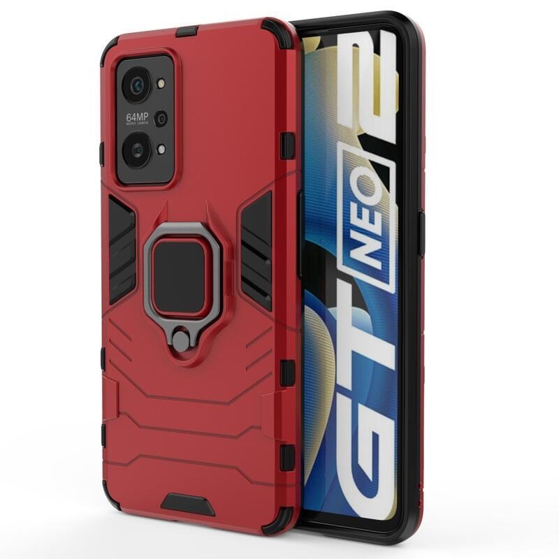 Guardy hibrid tartós borító ujjbeggyel a Realme GT Neo 2 készülékhez - piros