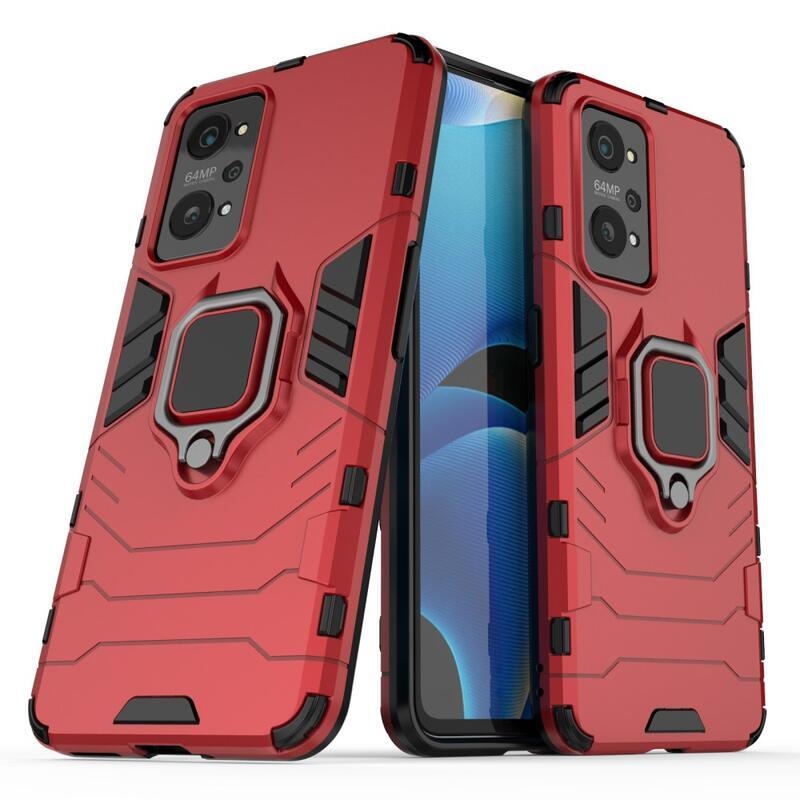 Guardy hibrid tartós borító ujjbeggyel a Realme GT Neo 2 készülékhez - piros