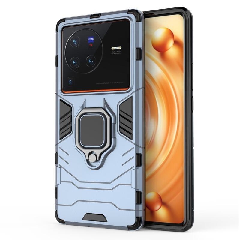 Guardy hibrid tartós borító ujjbeggyel a Vivo X80 Pro készülékhez - kék