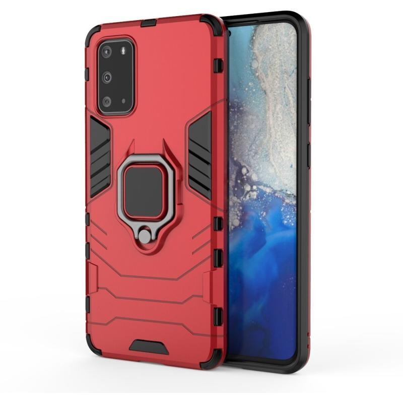 Guardy tartós hibrid borító ujjgyűrűvel Samsung Galaxy S20 Plus készülékhez - piros