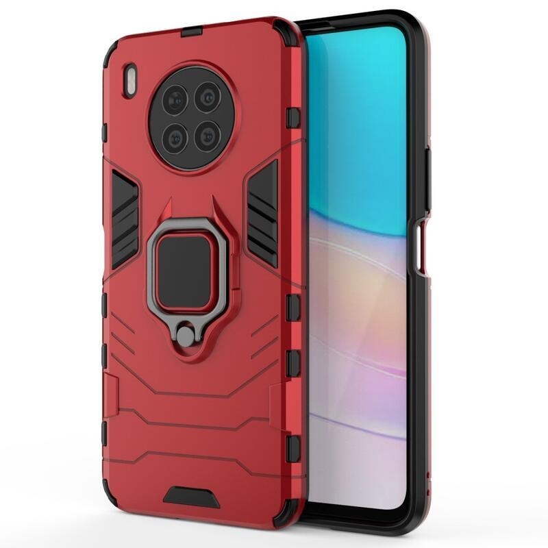 Guardy tartós hibrid borító ujjbeggyel Huawei Nova 8i/Honor 50 Lite készülékhez - piros