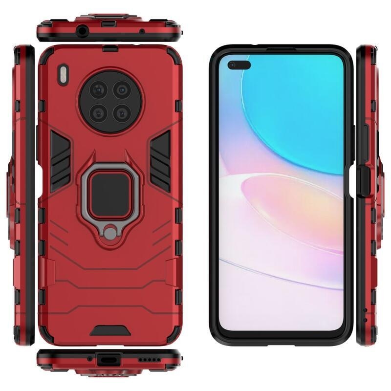 Guardy tartós hibrid borító ujjbeggyel Huawei Nova 8i/Honor 50 Lite készülékhez - piros