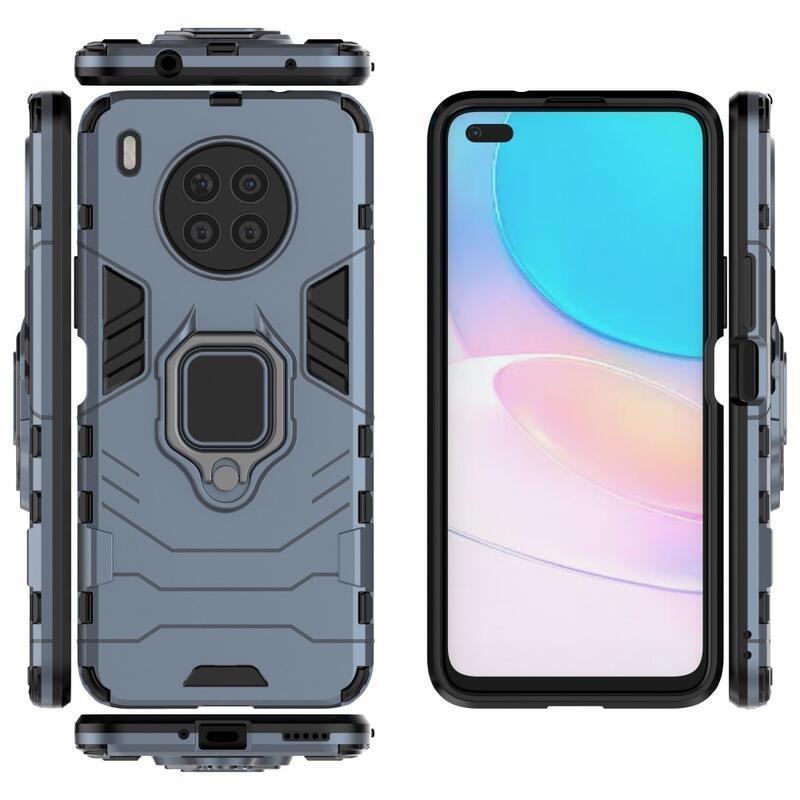 Guardy tartós hibrid borító ujjbeggyel Huawei Nova 8i/Honor 50 Lite készülékhez - sötétkék