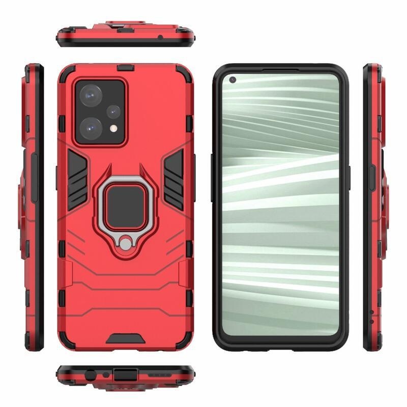 Guardy tartós hibrid borító ujjbeggyel a Realme 9 Pro+ 5G készülékhez - piros