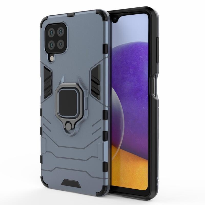 Guardy tartós hibrid borító ujjbeggyel Samsung Galaxy A22 4G készülékhez - kék