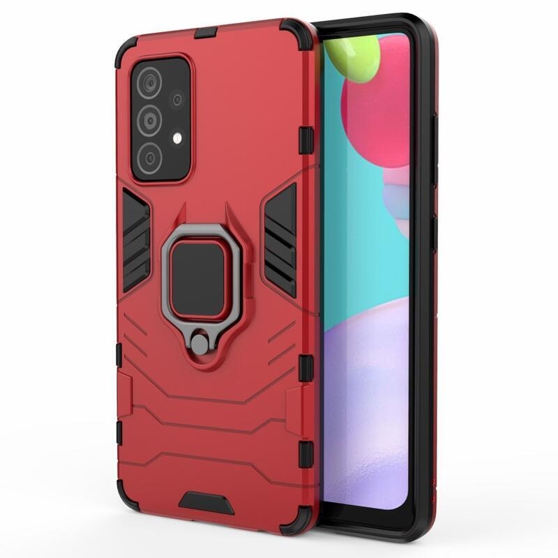Guardy tartós hibrid borító ujjbeggyel Samsung Galaxy A52 5G/4G/A52s 5G - piros