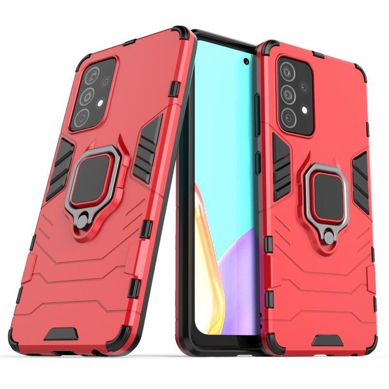 Guardy tartós hibrid borító ujjbeggyel Samsung Galaxy A52 5G/4G/A52s 5G - piros