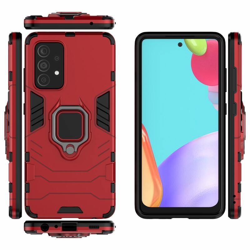 Guardy tartós hibrid borító ujjbeggyel Samsung Galaxy A52 5G/4G/A52s 5G - piros