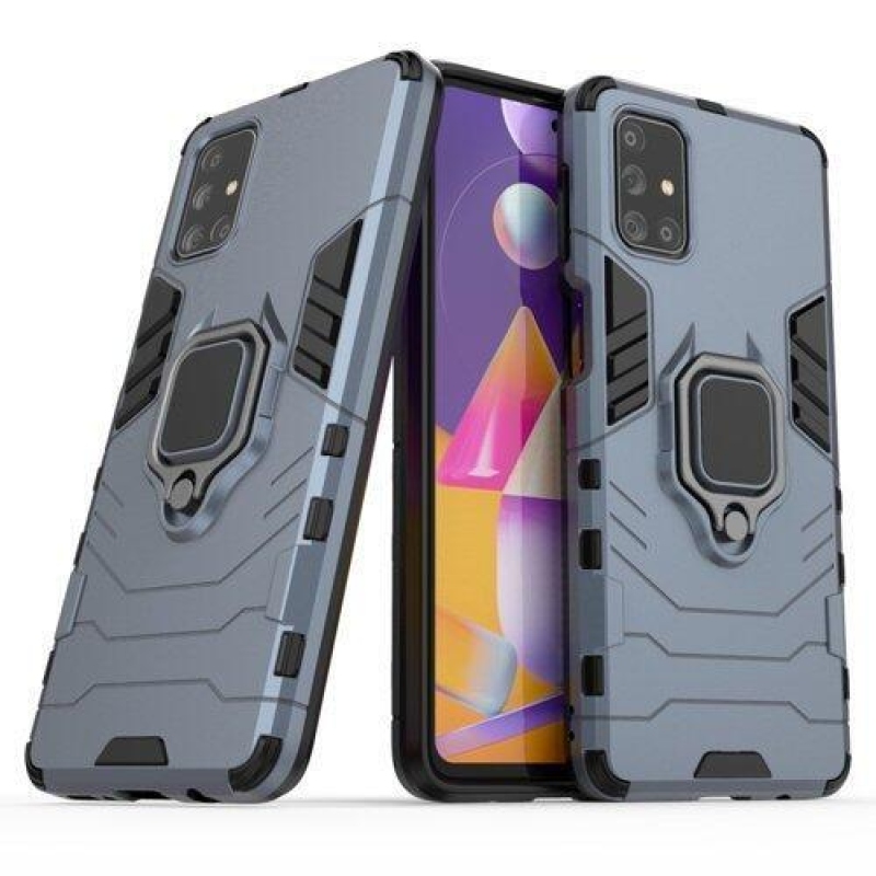 Guardy tartós hibrid borító ujjbeggyel Samsung Galaxy M31s készülékhez - kék