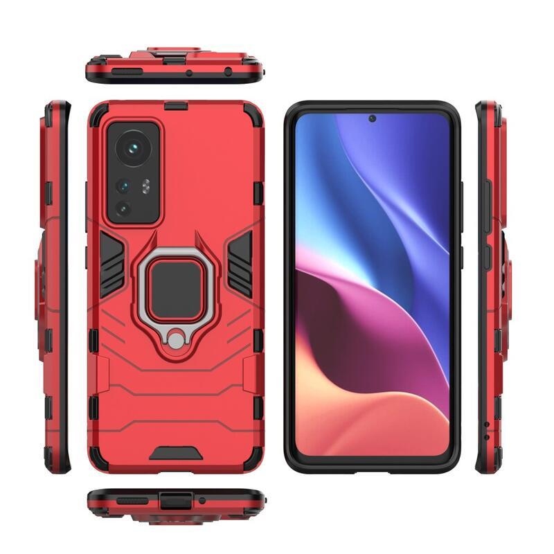 Guardy tartós hibrid borító ujjbeggyel Xiaomi 12/12X készülékhez - piros