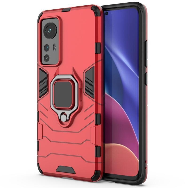 Guardy tartós hibrid borító ujjbeggyel Xiaomi 12/12X készülékhez - piros