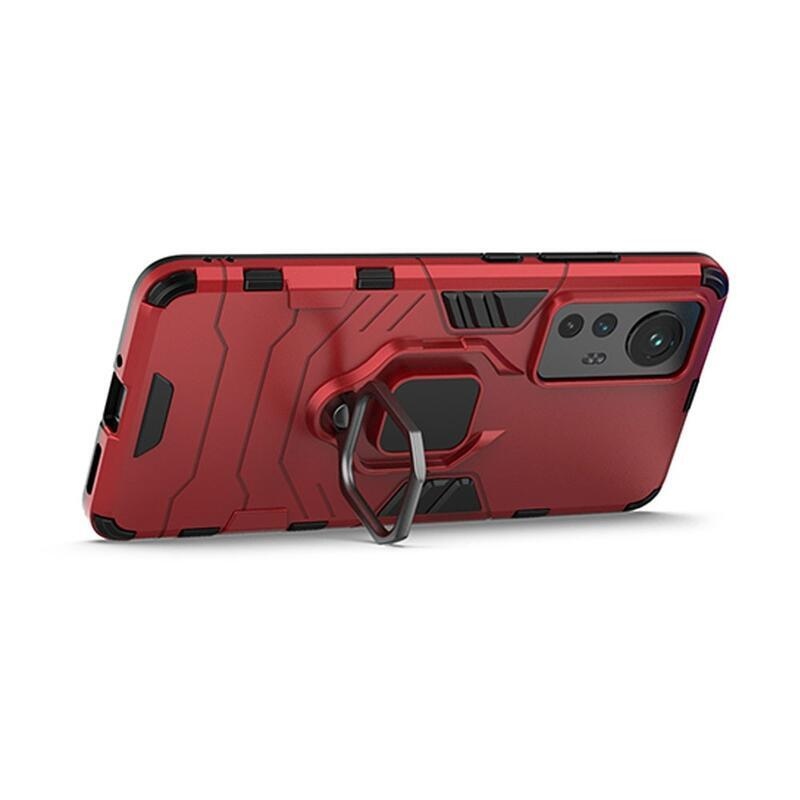 Guardy tartós hibrid borító ujjbeggyel Xiaomi 12/12X készülékhez - piros