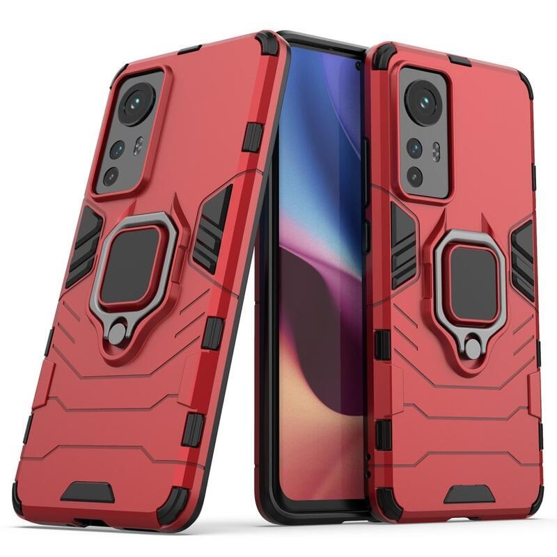 Guardy tartós hibrid borító ujjbeggyel Xiaomi 12/12X készülékhez - piros