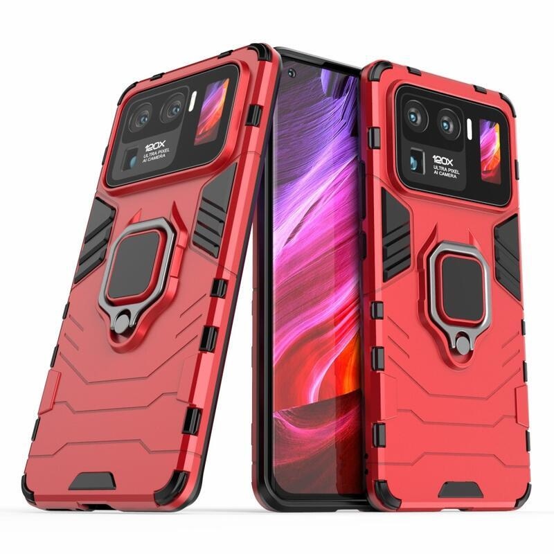 Guardy tartós hibrid borító ujjbeggyel a Xiaomi Mi 11 Ultra számára - piros