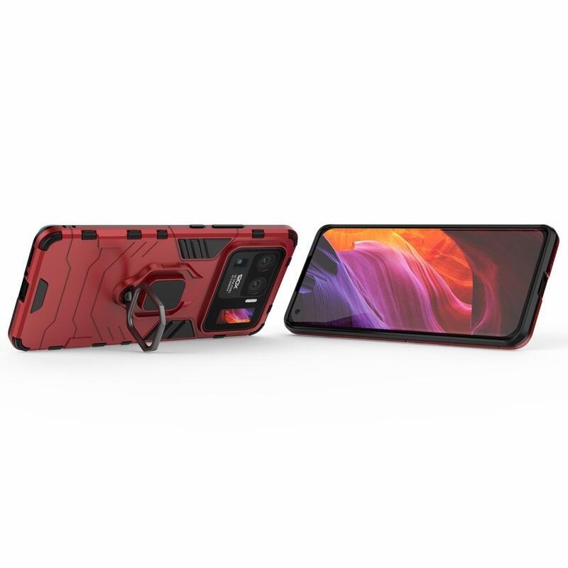 Guardy tartós hibrid borító ujjbeggyel a Xiaomi Mi 11 Ultra számára - piros