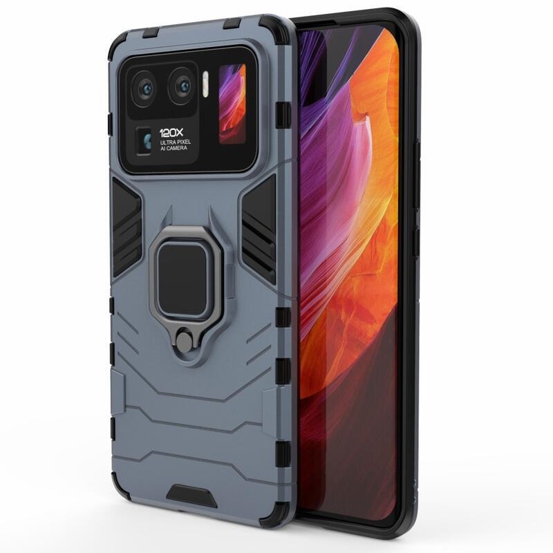 Guardy tartós hibrid borító ujjbeggyel a Xiaomi Mi 11 Ultra számára - kék
