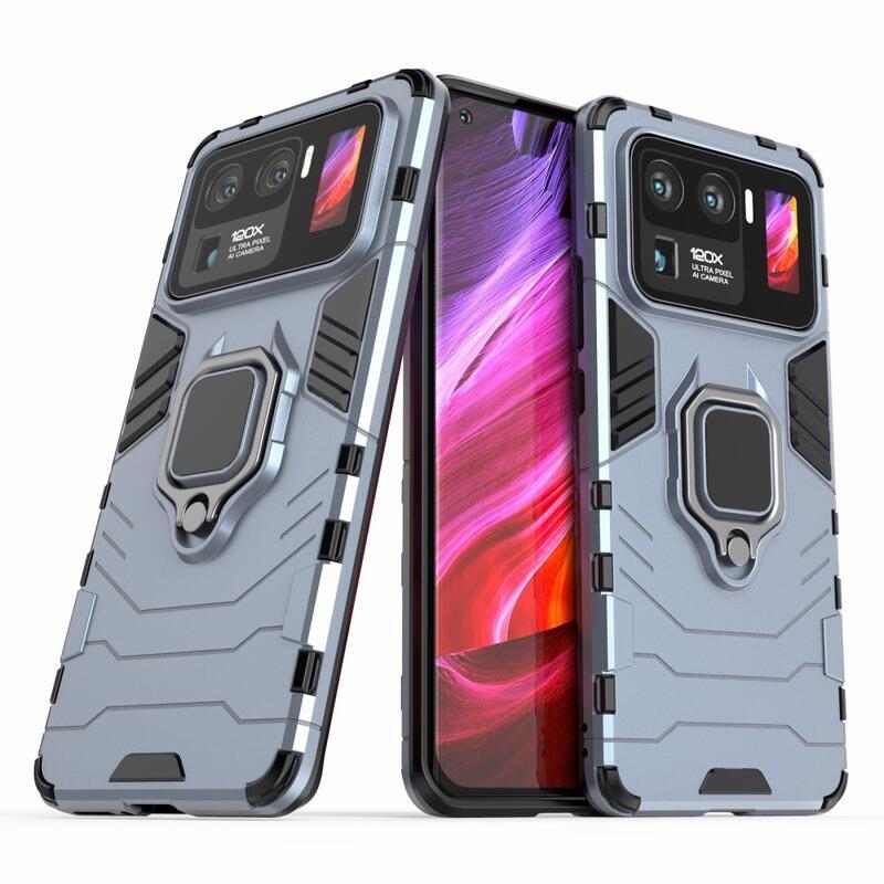 Guardy tartós hibrid borító ujjbeggyel a Xiaomi Mi 11 Ultra számára - kék