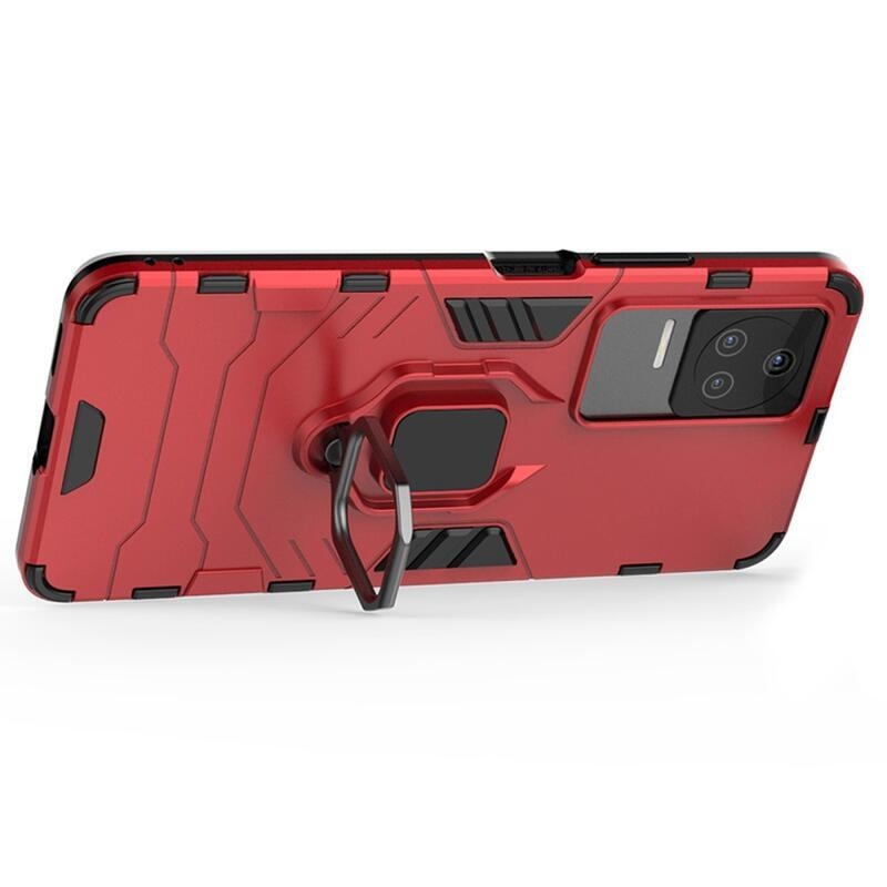 Guardy tartós hibrid borító ujjbeggyel a Xiaomi Poco F4 5G számára - piros