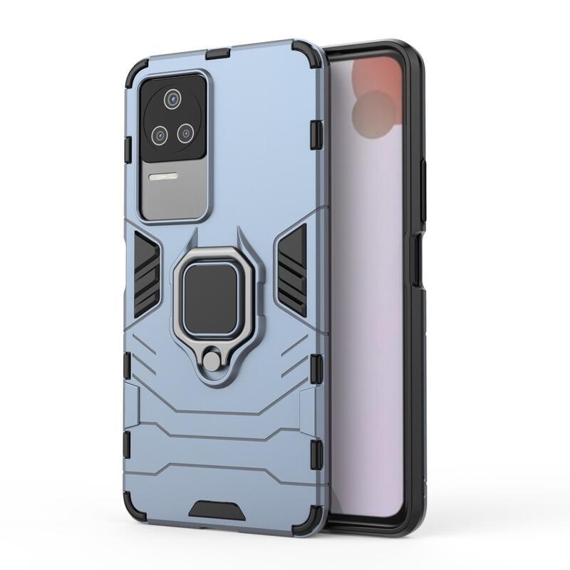 Guardy tartós hibrid borító ujjbeggyel a Xiaomi Poco F4 5G-hez - kék