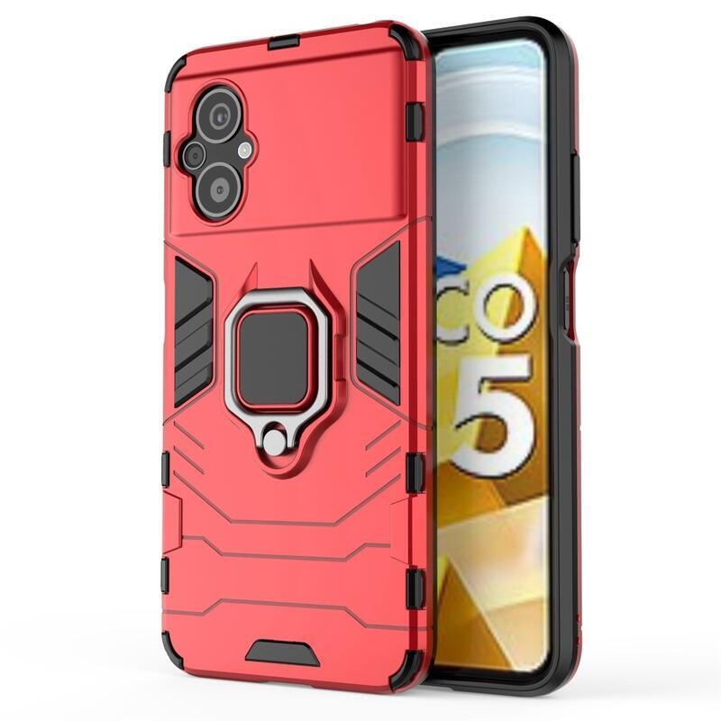 Guardy tartós hibrid borító ujjbeggyel a Xiaomi Poco M5 készülékhez - piros