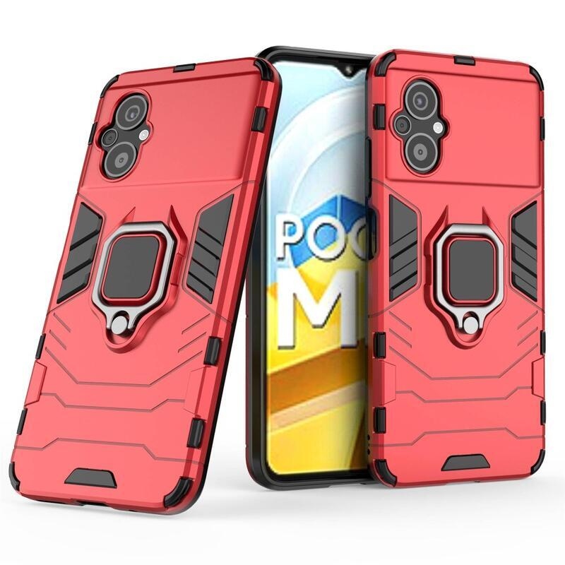 Guardy tartós hibrid borító ujjbeggyel a Xiaomi Poco M5 készülékhez - piros