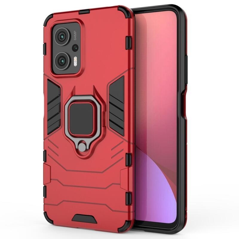 Guardy tartós hibrid borító ujjbeggyel a Xiaomi Poco X4 GT 5G-hez - piros