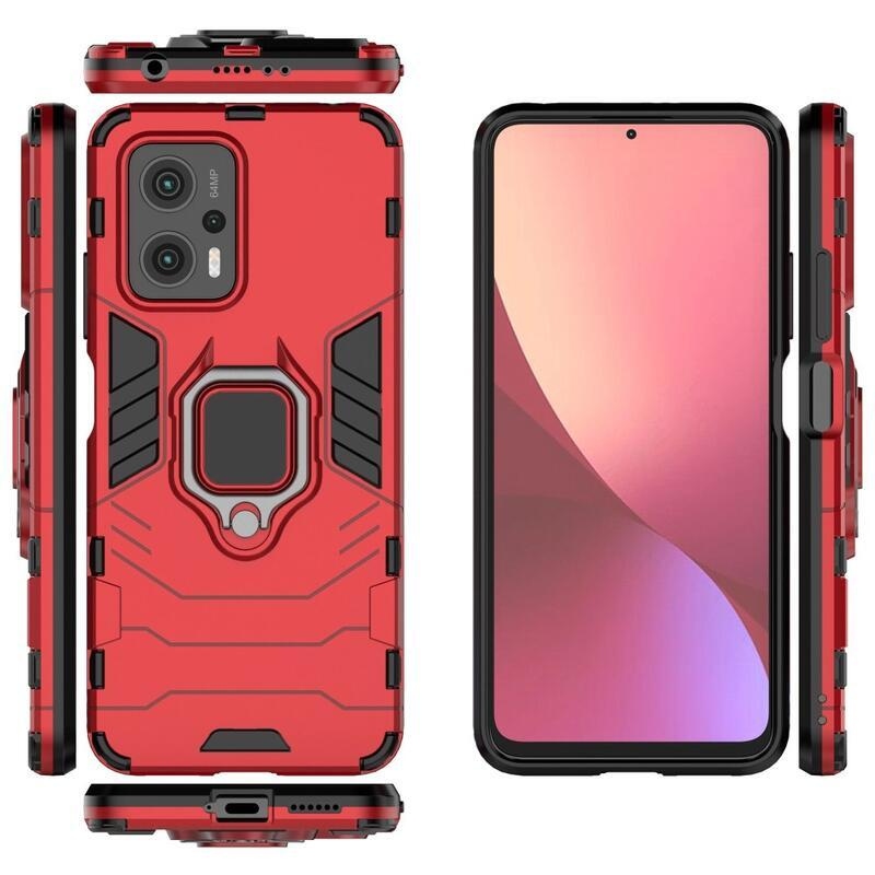 Guardy tartós hibrid borító ujjbeggyel a Xiaomi Poco X4 GT 5G-hez - piros