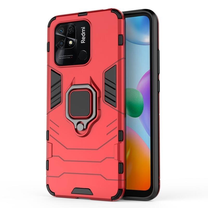 Guardy tartós hibrid borító ujjbeggyel Xiaomi Redmi 10C-hez - piros