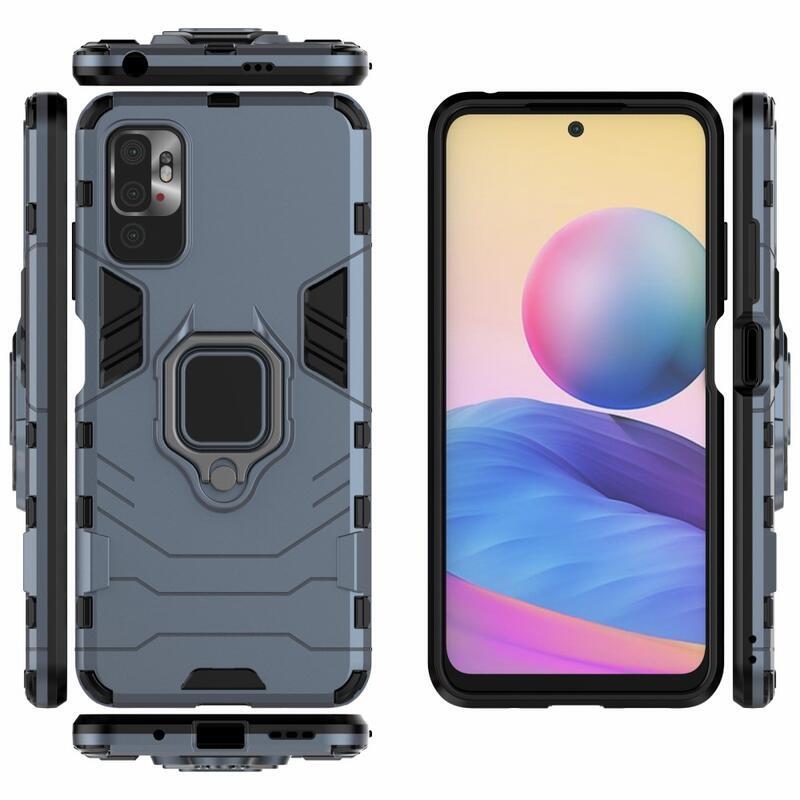Guardy tartós hibrid borító ujjbeggyel Xiaomi Redmi Note 10 5G/Poco M3 Pro 4G/5G - kék