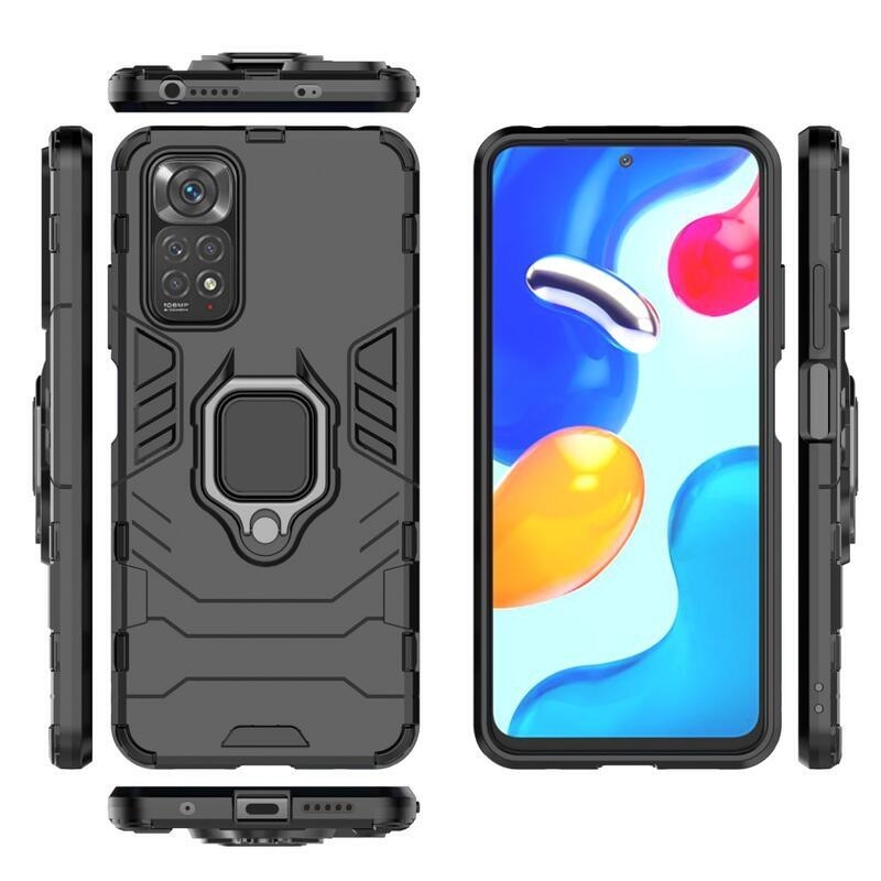 Guardy tartós hibrid borító ujjbeggyel a Xiaomi Redmi Note 11 4G/Note 11S 4G készülékhez - fekete