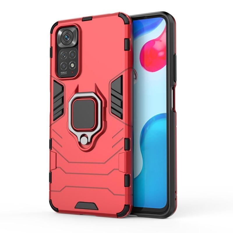 Guardy tartós hibrid borító ujjbeggyel Xiaomi Redmi Note 11 4G/Note 11S 4G - piros