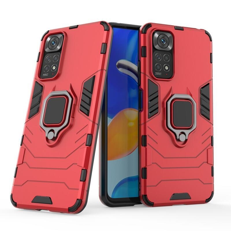 Guardy tartós hibrid borító ujjbeggyel Xiaomi Redmi Note 11 4G/Note 11S 4G - piros