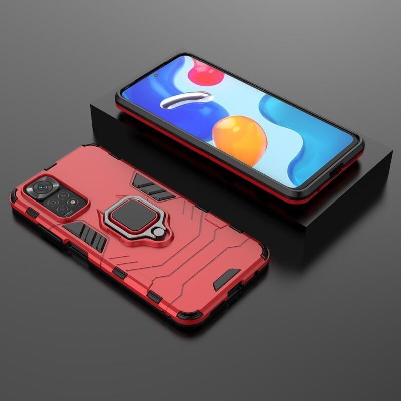 Guardy tartós hibrid borító ujjbeggyel Xiaomi Redmi Note 11 4G/Note 11S 4G - piros