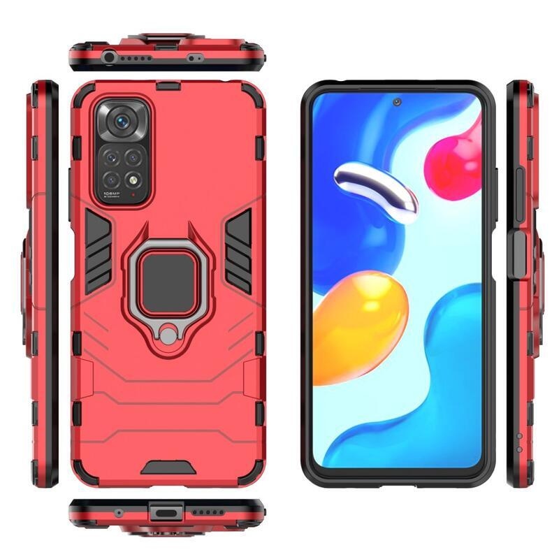 Guardy tartós hibrid borító ujjbeggyel Xiaomi Redmi Note 11 4G/Note 11S 4G - piros