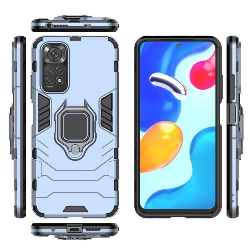 Guardy tartós hibrid borító ujjbeggyel a Xiaomi Redmi Note 11 4G/Note 11S 4G készülékhez - kék