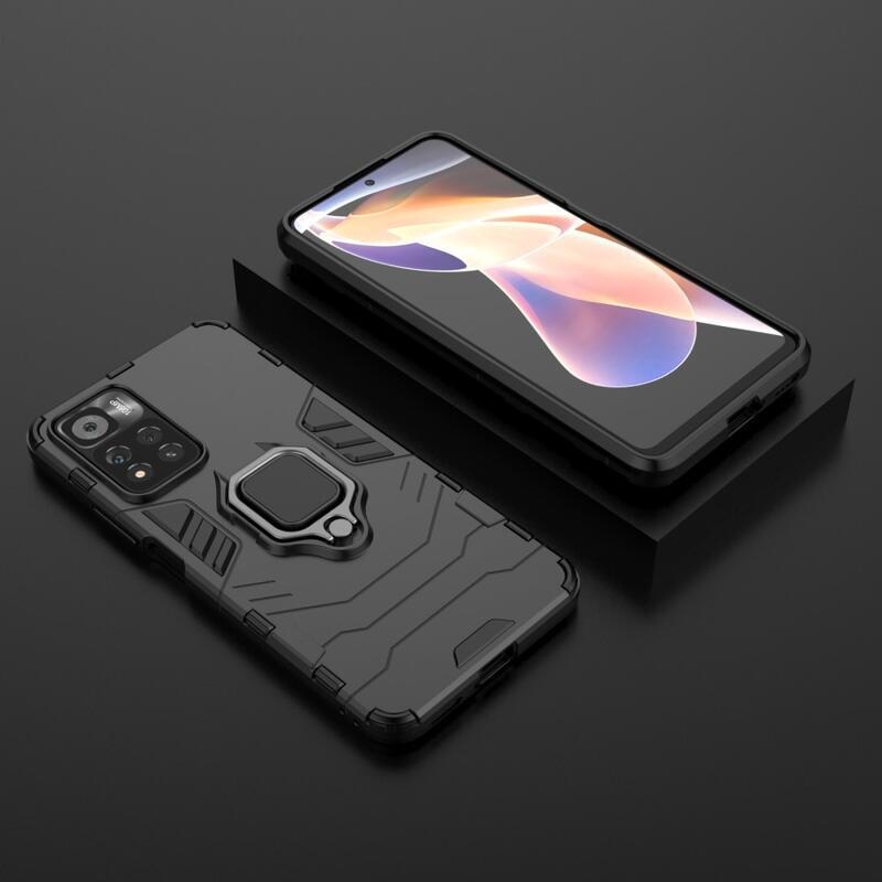 Guardy tartós hibrid borító ujjbeggyel a Xiaomi Redmi Note 11 Pro+ 5G számára - fekete