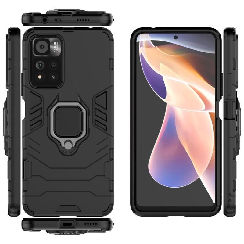 Guardy tartós hibrid borító ujjbeggyel a Xiaomi Redmi Note 11 Pro+ 5G számára - fekete