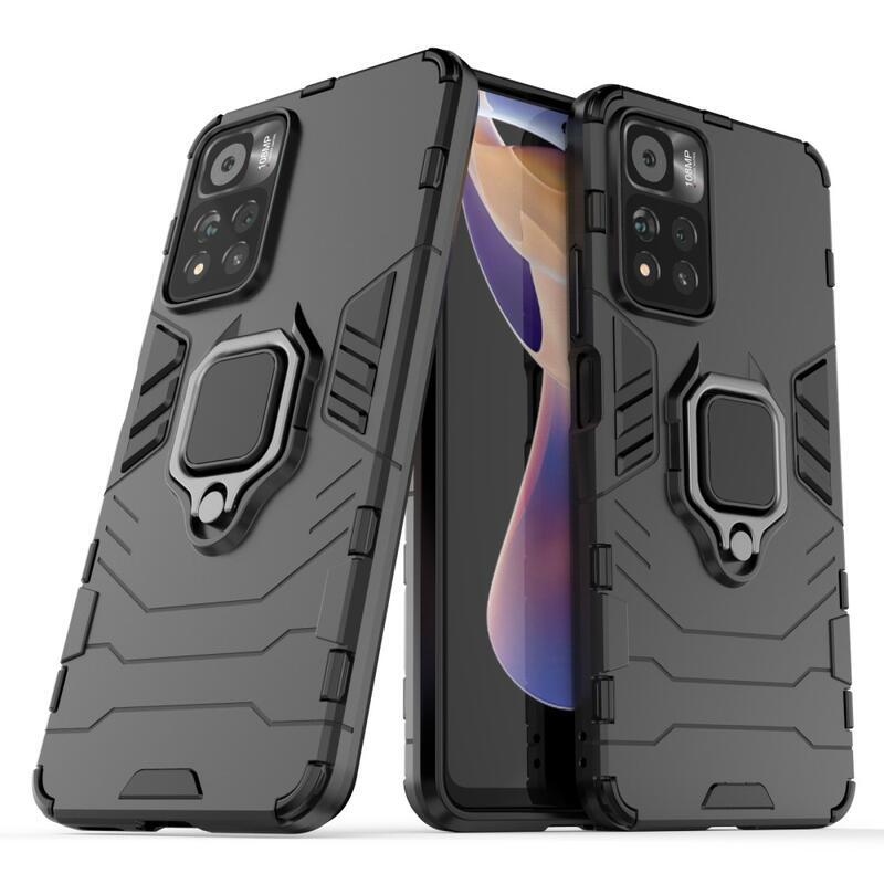 Guardy tartós hibrid borító ujjbeggyel a Xiaomi Redmi Note 11 Pro+ 5G számára - fekete