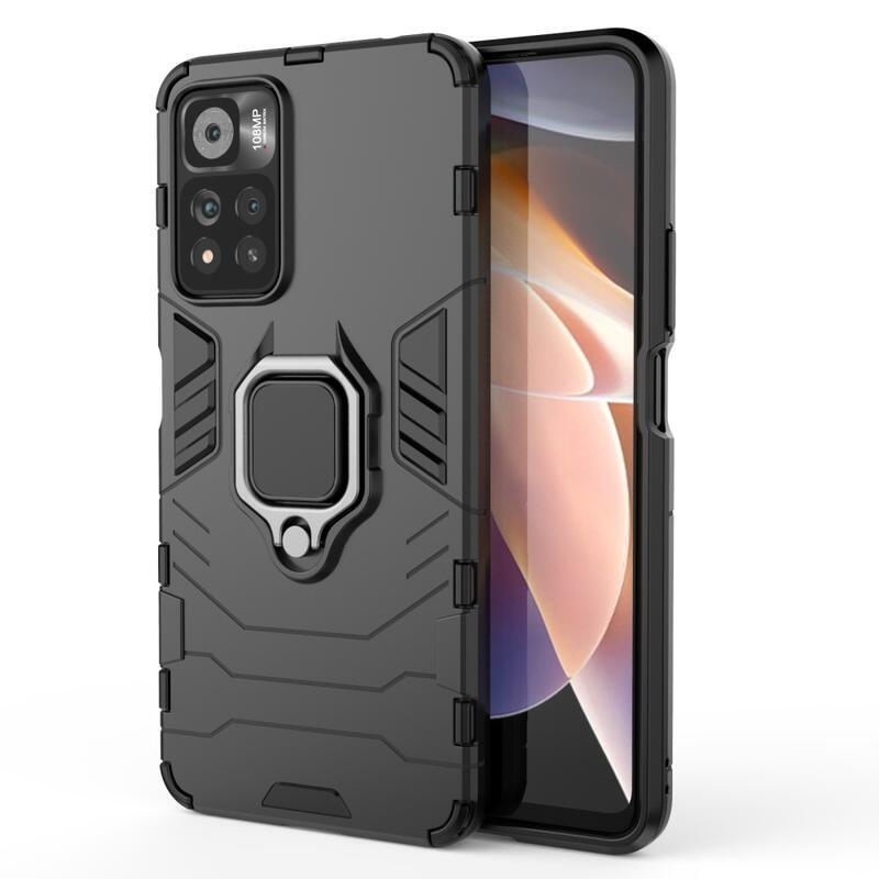 Guardy tartós hibrid borító ujjbeggyel a Xiaomi Redmi Note 11 Pro+ 5G számára - fekete