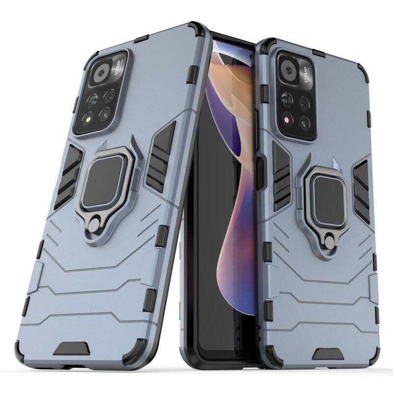 Guardy tartós hibrid borító ujjbeggyel a Xiaomi Redmi Note 11 Pro+ 5G számára - kék