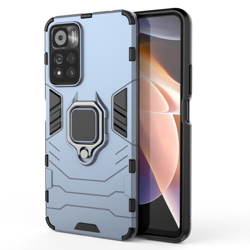 Guardy tartós hibrid borító ujjbeggyel a Xiaomi Redmi Note 11 Pro+ 5G számára - kék