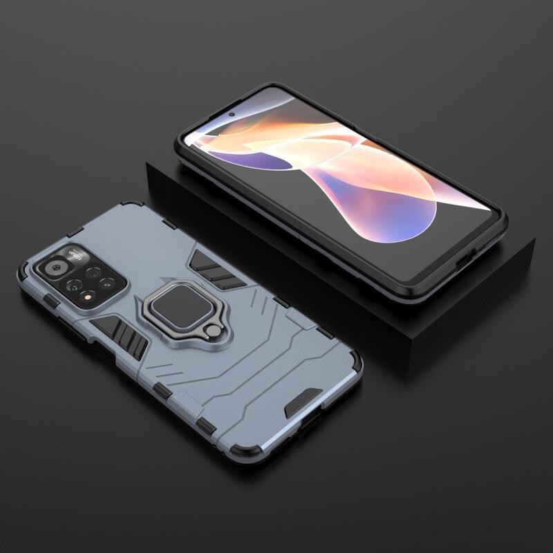 Guardy tartós hibrid borító ujjbeggyel a Xiaomi Redmi Note 11 Pro+ 5G számára - kék