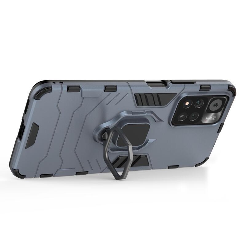 Guardy tartós hibrid borító ujjbeggyel a Xiaomi Redmi Note 11 Pro+ 5G számára - kék