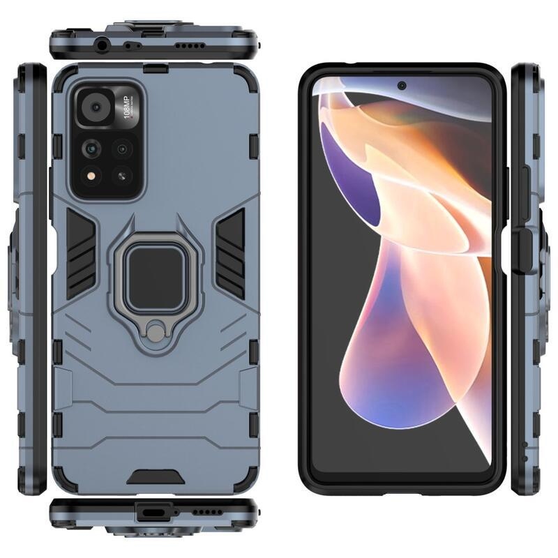 Guardy tartós hibrid borító ujjbeggyel a Xiaomi Redmi Note 11 Pro+ 5G számára - kék