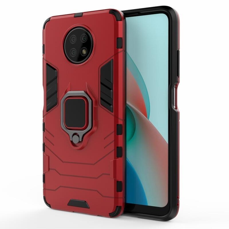 Guardy tartós hibrid borító ujjbeggyel a Xiaomi Redmi Note 9T 5G-hez - piros